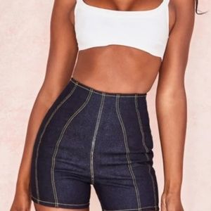 House of CB Pierette Denim Topstitch Shorts